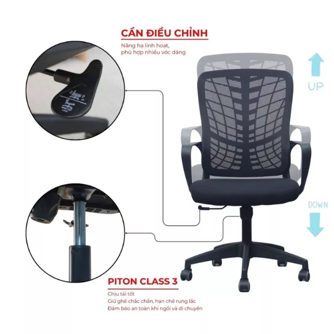 Ghế xoay văn phòng cao cấp lưng lưới: SG - 056 - $hienthicat